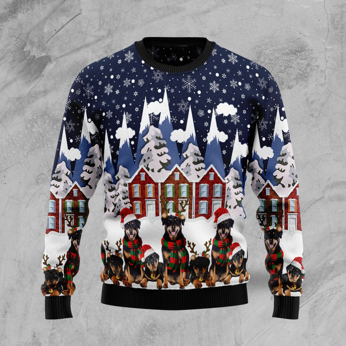 Rottweiler Family Ugly Christmas Sweater Adult 3D Funny Matching for family
