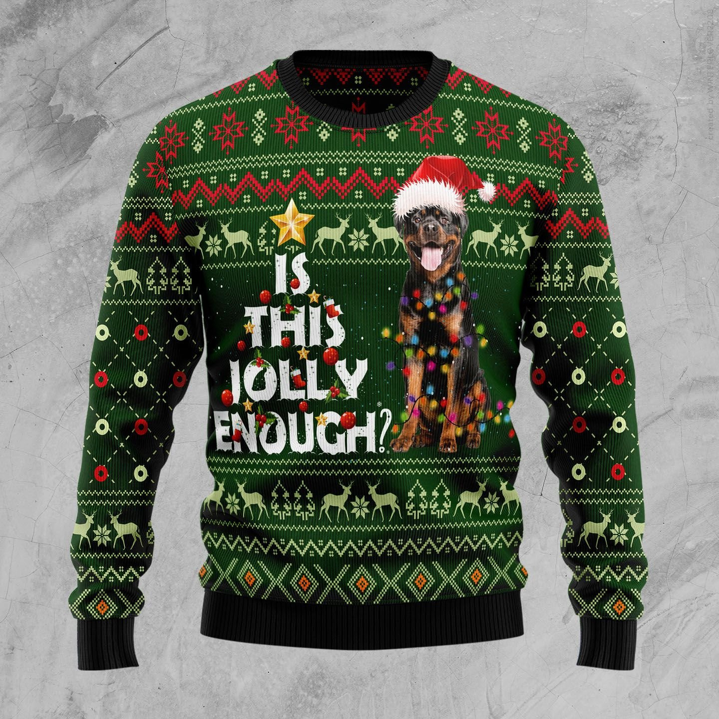 Rottweiler Jolly Ugly Christmas Sweater Adult 3D Funny Matching for family