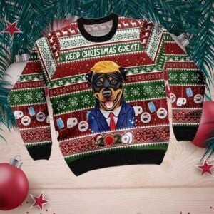 Rottweiler Keep Christmas Great Ugly Christmas Sweater Adult 3D Funny Matching for family