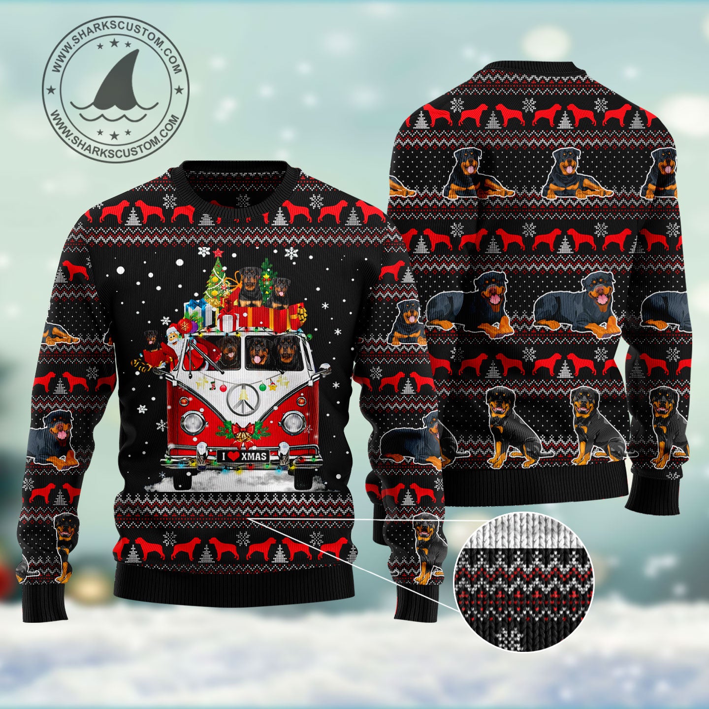 Rottweiler Love Xmas Ugly Christmas Sweater - Image 3