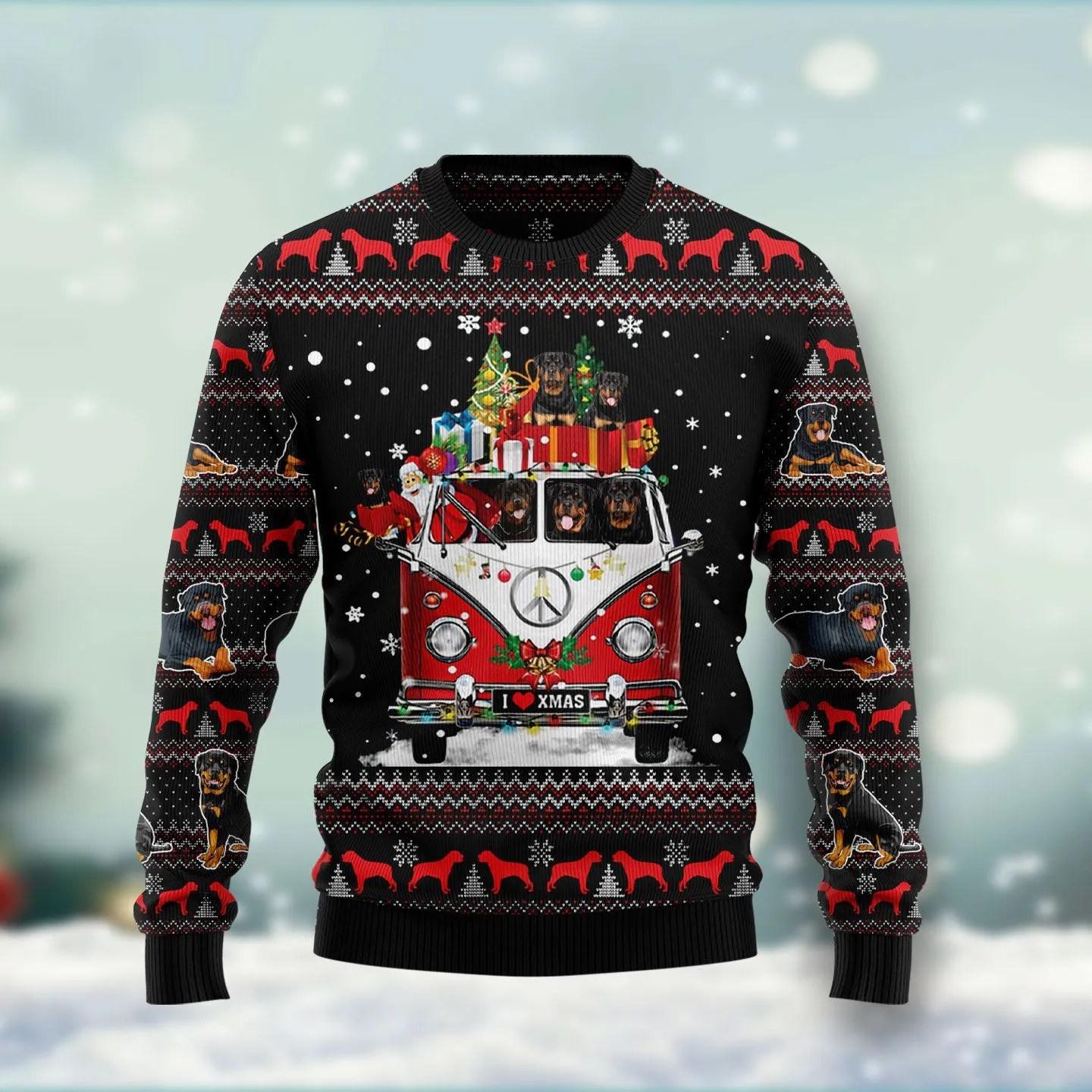 Rottweiler Love Xmas Ugly Christmas Sweater