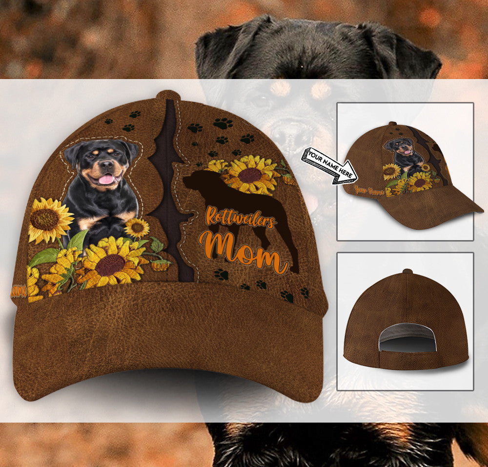 Rottweiler mom sunflower Hat Classic Cap Trucker Hats Custom Hats Gifts For Men & Women
