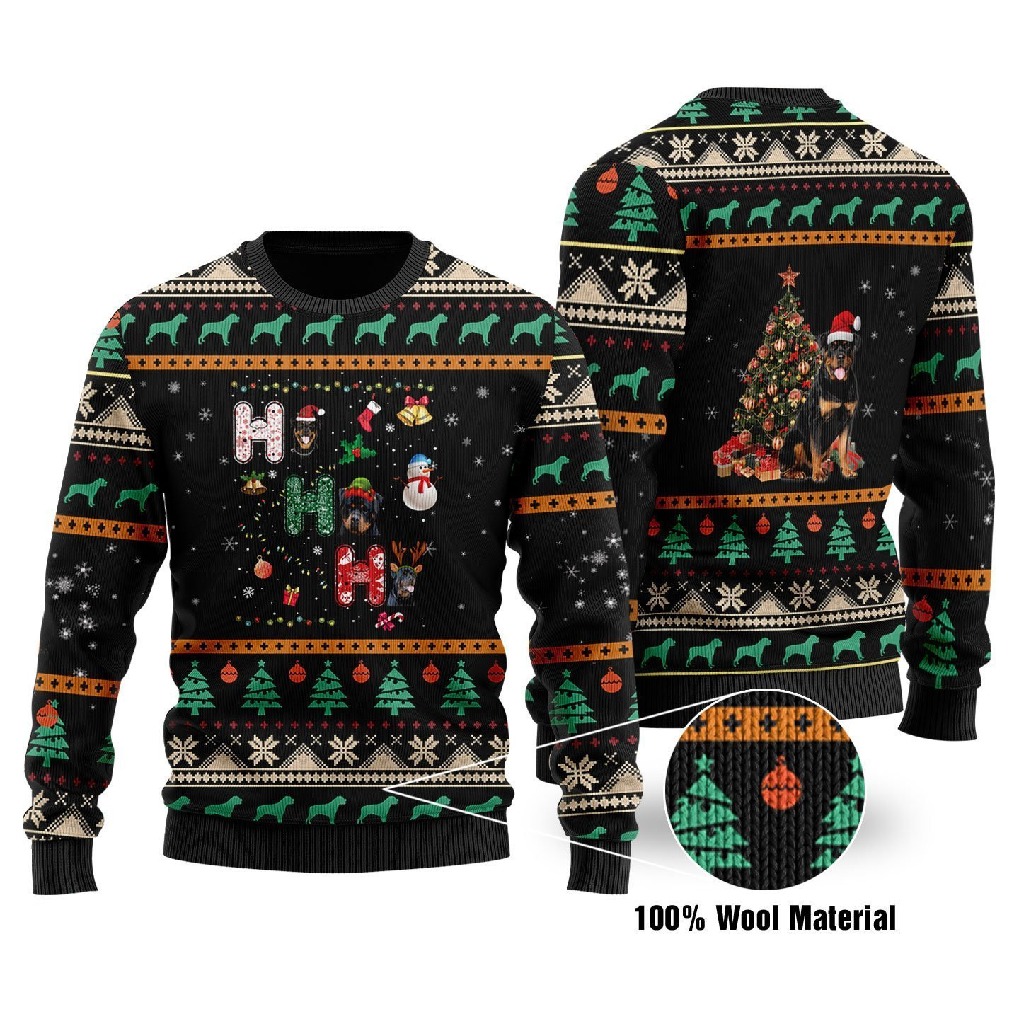 Rottweiler Ugly Christmas Sweater Adult 3D Funny Matching for family