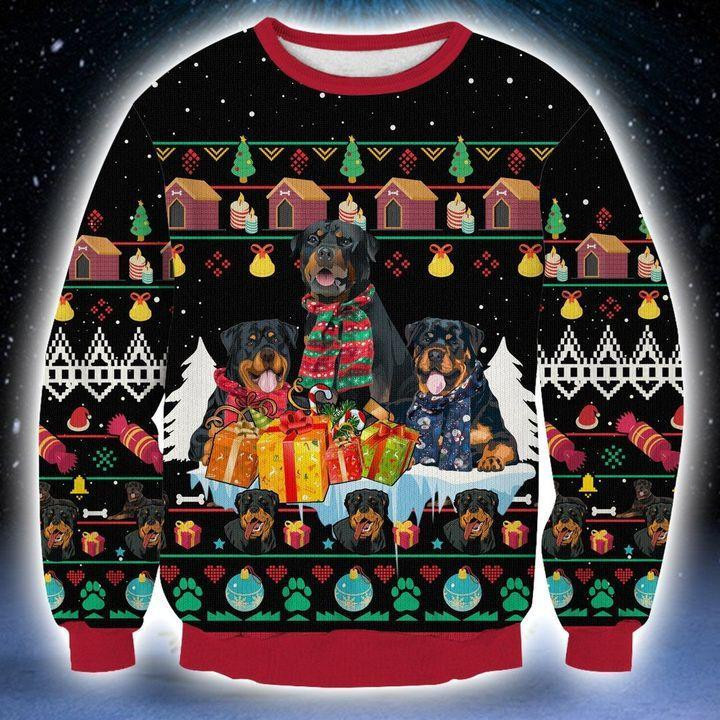 Rottweiler Ugly Christmas Sweater Adult 3D Funny Matching for family