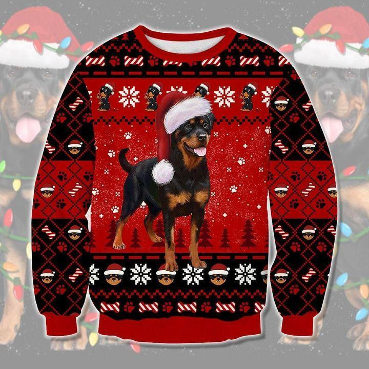 Rottweiler Ugly Christmas Sweater Adult 3D Funny Matching for family