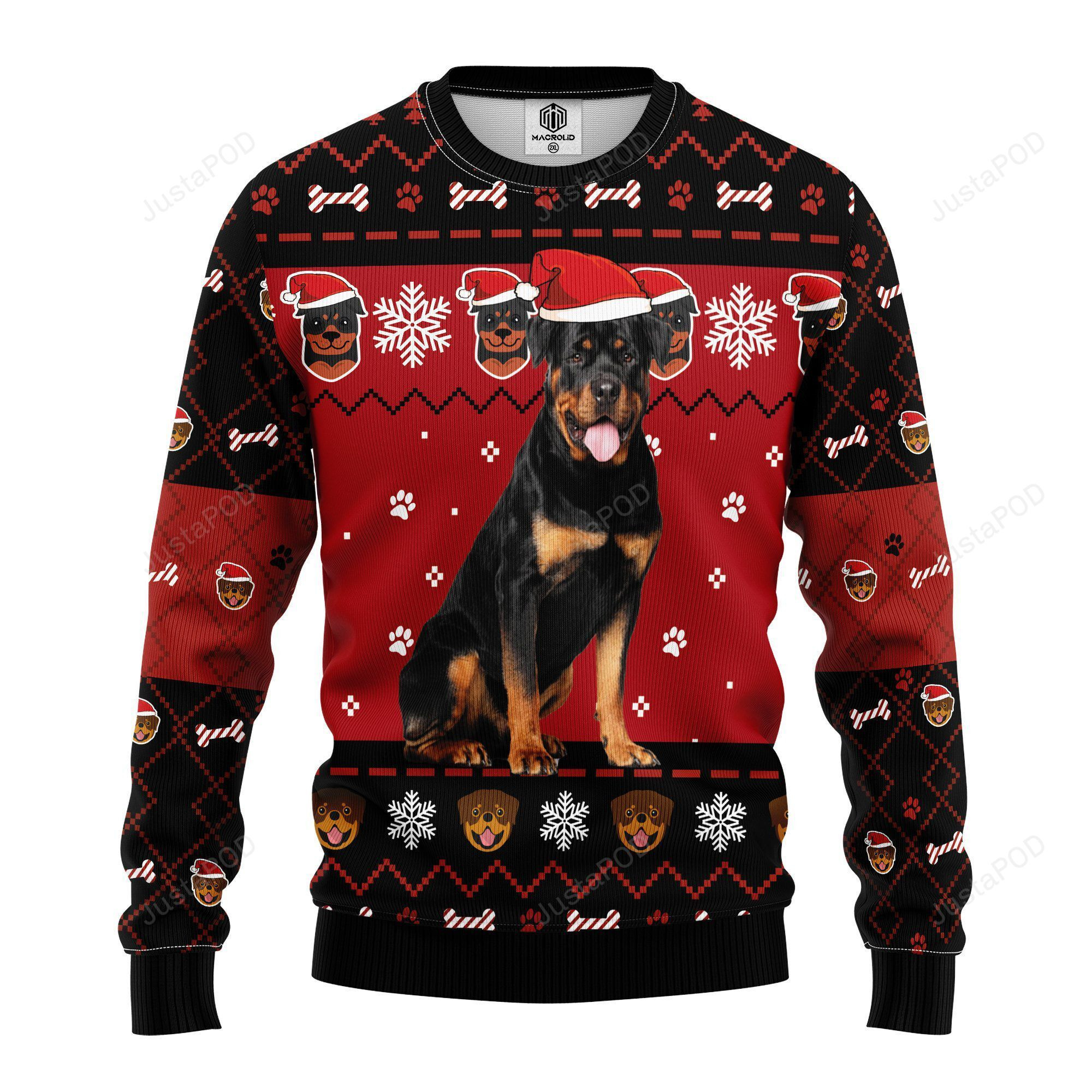 Rottweilerd Ugly Christmas Sweater Adult 3D Funny Matching for family