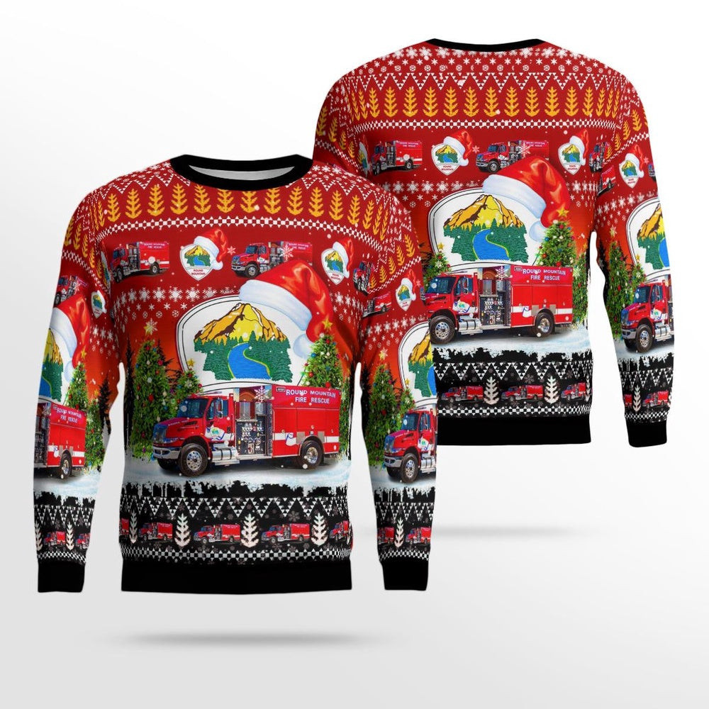 Round Mountain Volunteer Fire Department Fayetteville Arkansas Christmas AOP Ugly Sweater Unisex Christmas Gift