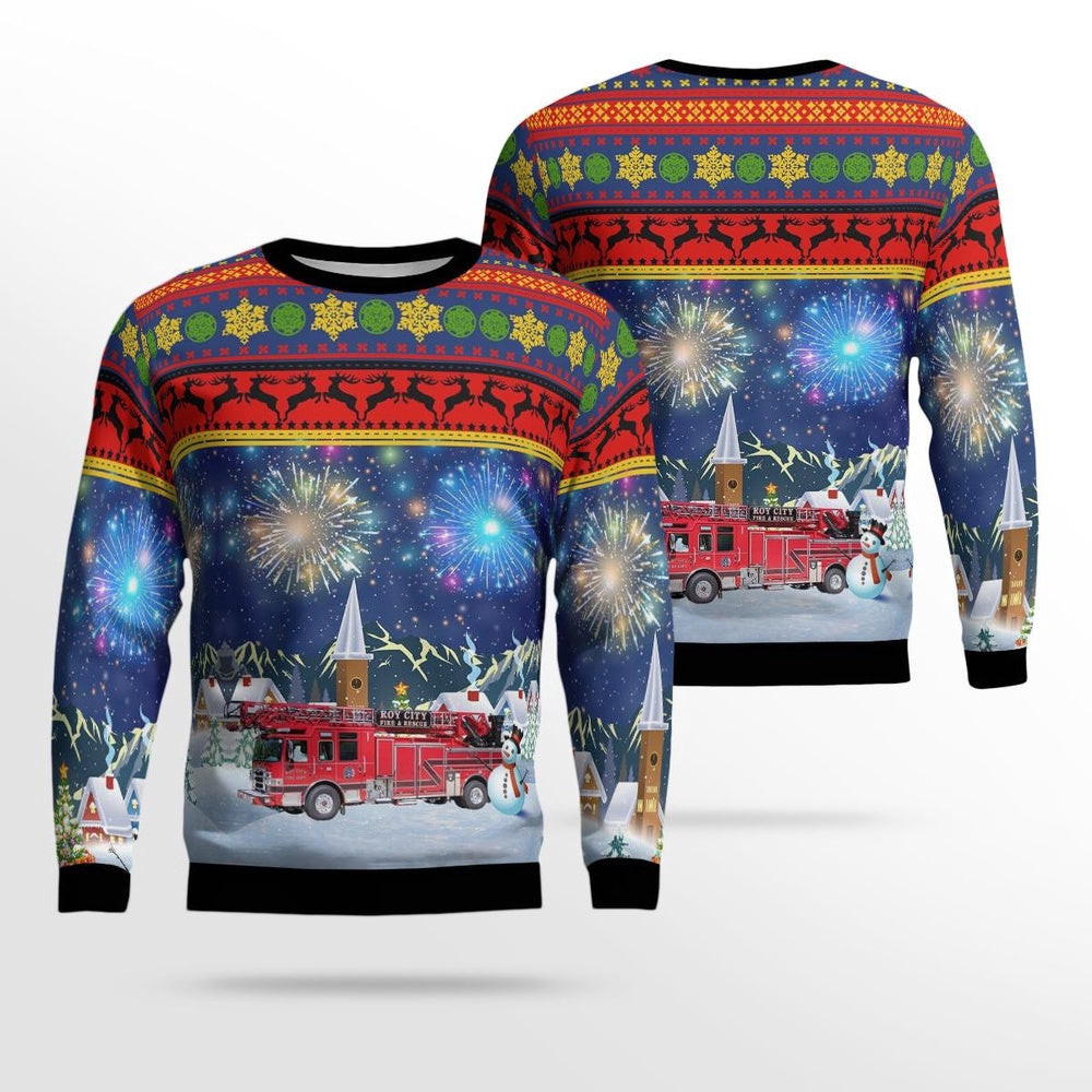 Roy Utah Roy City Fire Department AOP Ugly Sweater Unisex Christmas Gift