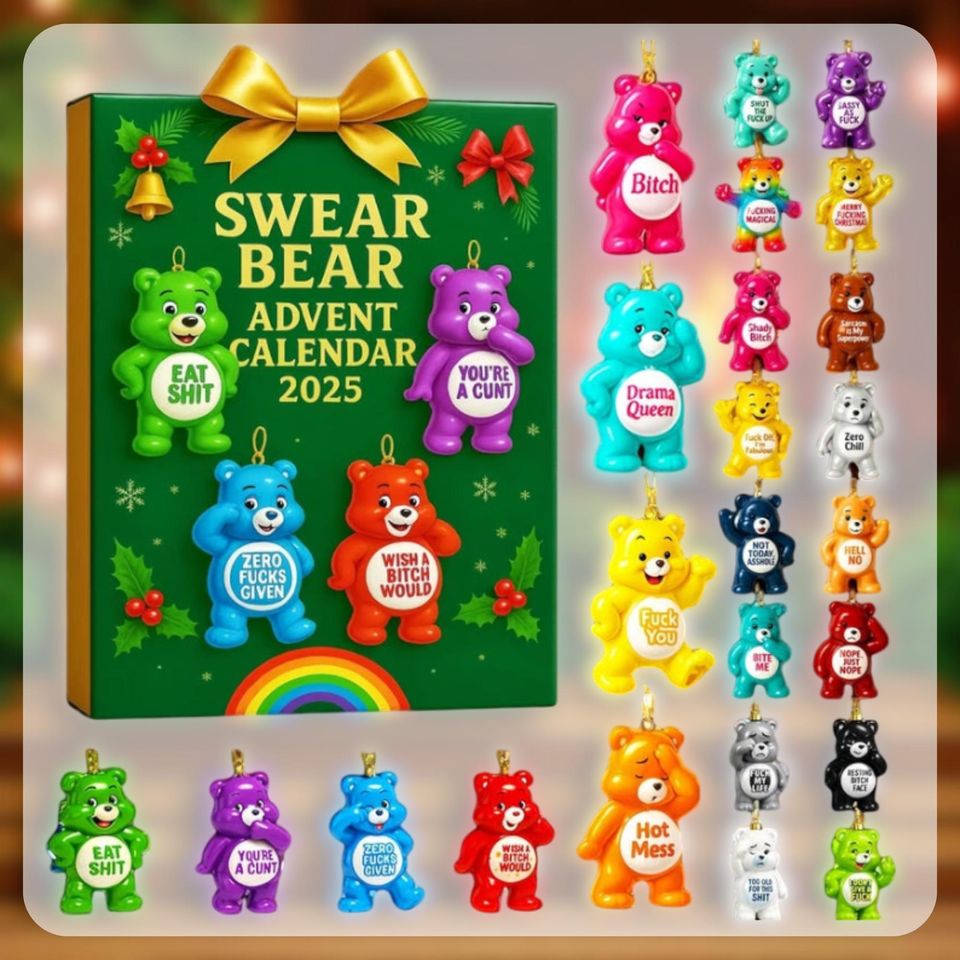 Rude Swear Bear Advent Calendar 2025: Funny Adult Gag Gift