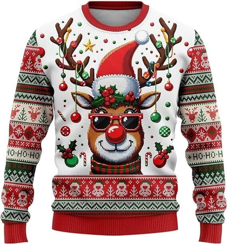 Rudolph The Red Nose Reindeer Ugly Christmas Sweater, Rudolph Sweatshirt, Xmas - Image 3