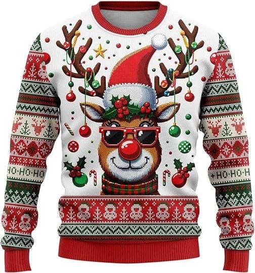 Rudolph The Red Nose Reindeer Ugly Christmas Sweater, Rudolph Sweatshirt, Xmas - Image 7