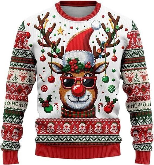 Rudolph The Red Nose Reindeer Ugly Christmas Sweater, Rudolph Sweatshirt, Xmas - Image 5