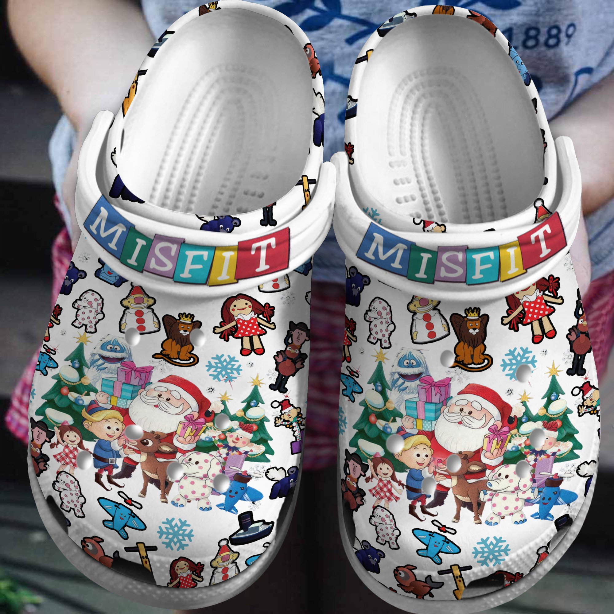 Rudolph The Red Nosed Reindeer Island of Misfit Toys Cartoon Crocs Crocband Clogs Shoes Comfortable For Men Women and Kids