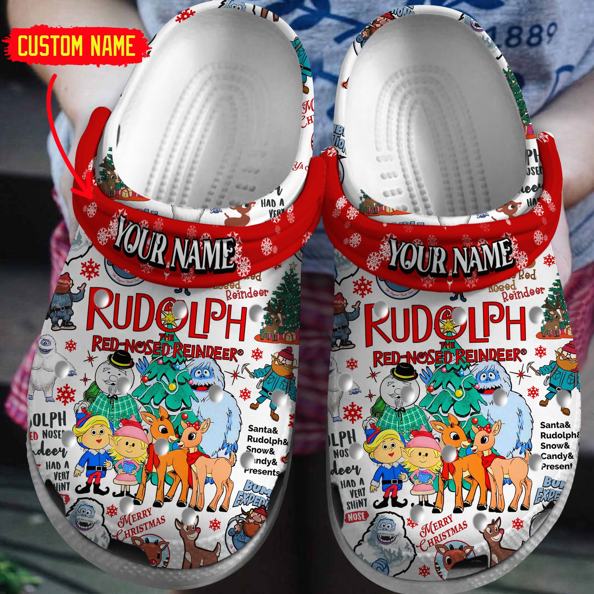 Rudolph The Red Nosed Reindeer Movie Crocs Crocband Clogs Shoes Comfortable For Men Women and Kids