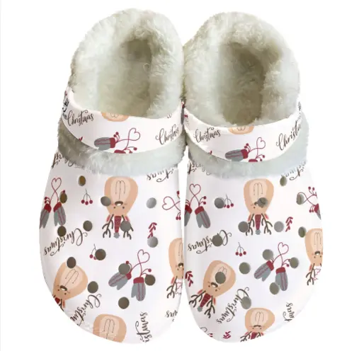 Rudolph The Reindeer Christmas Crocs Crocband Fleece Lined Clogs Shoes Comfortable For Men Women and Kids In Winter