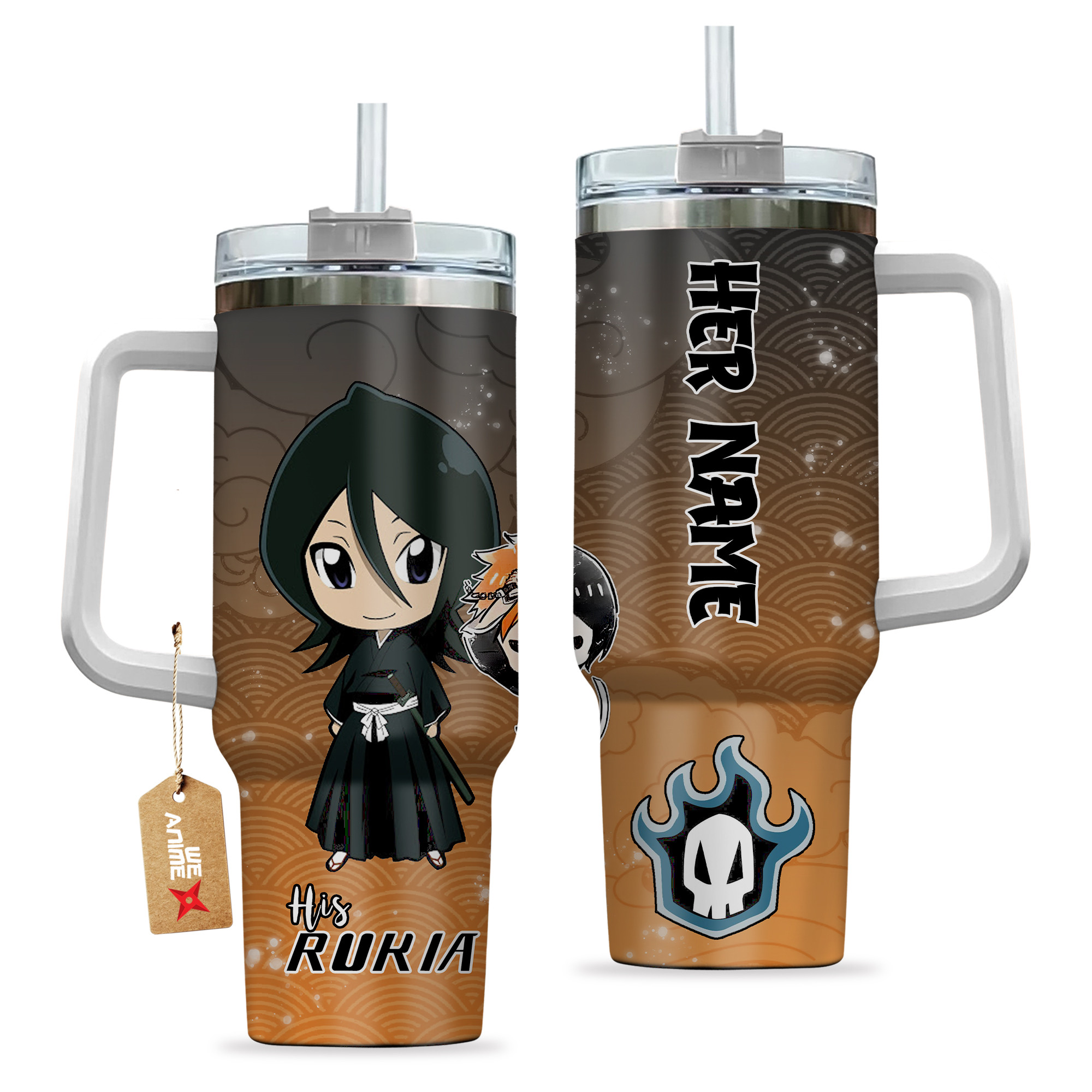 Rukia Kuchiki Bleach Anime Valentine Custom Stanley Cup 40 oz 30 oz Tumbler With HandleTVC2301168 - Image 2
