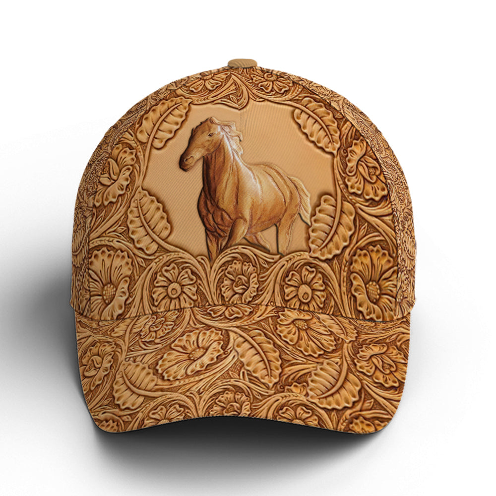 Running Horse Wood Style Baseball Cap Trucker Hats Custom Hats Gifts For Men & Women