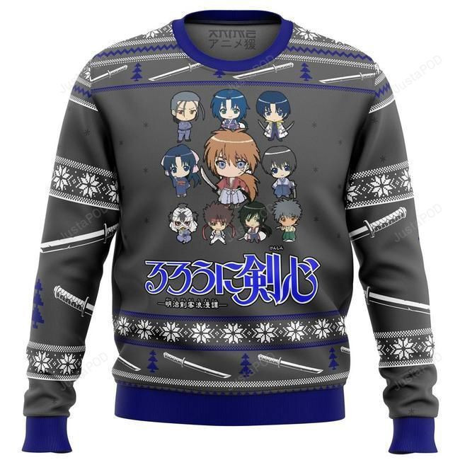 Rurouni Kenshin Sprites Ugly Christmas Sweater Adult 3D Funny Matching for family