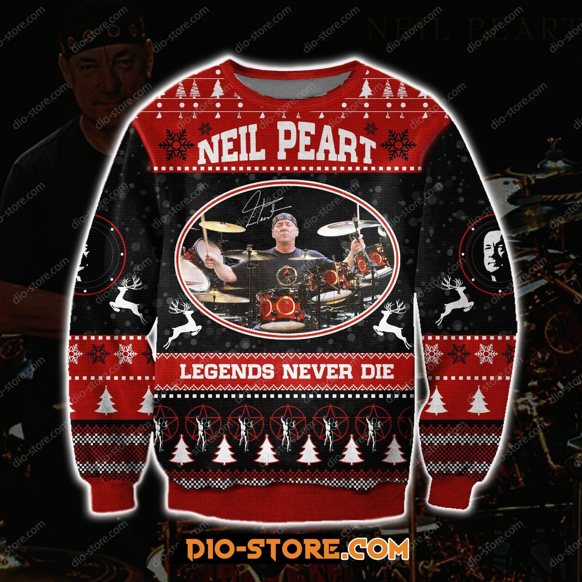 Rush Drummer Neil Peart Legends Never Die For Fan Ugly Christmas Sweater Adult 3D Funny Matching for family