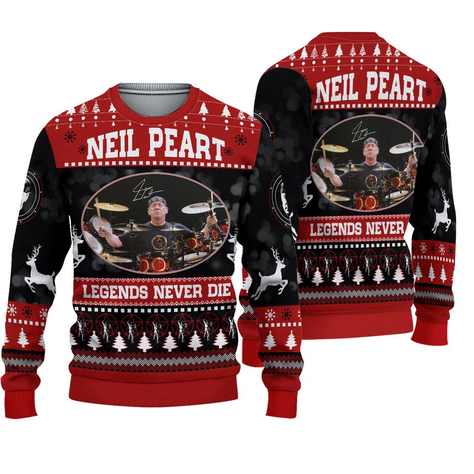 Rush Rock Neil Peart Drummer Legend Never Die Ugly Sweater