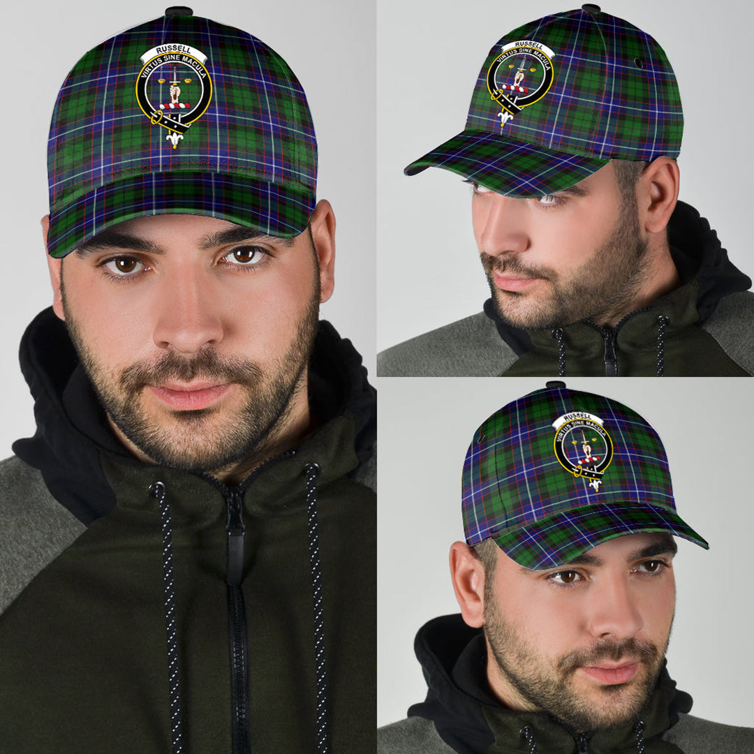 Russell Modern Tartan Baseball Cap, Tartan Plaid Cap with Family Crest K23 Trucker Hats Custom Hats Gifts For Men & Women