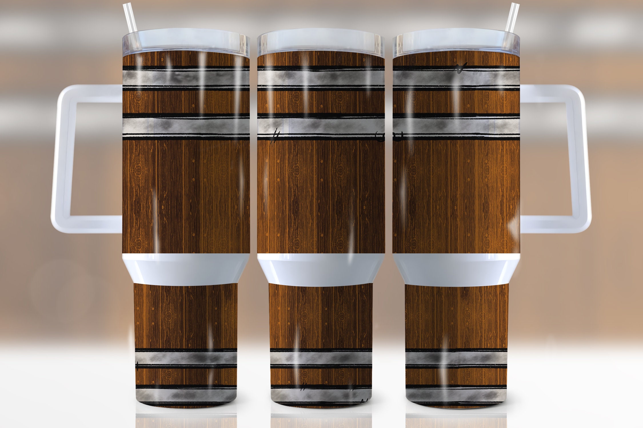 Rustic Wood Barrel Custom Stanley Cup 40 oz 30 oz Tumbler With HandleTVC2301944