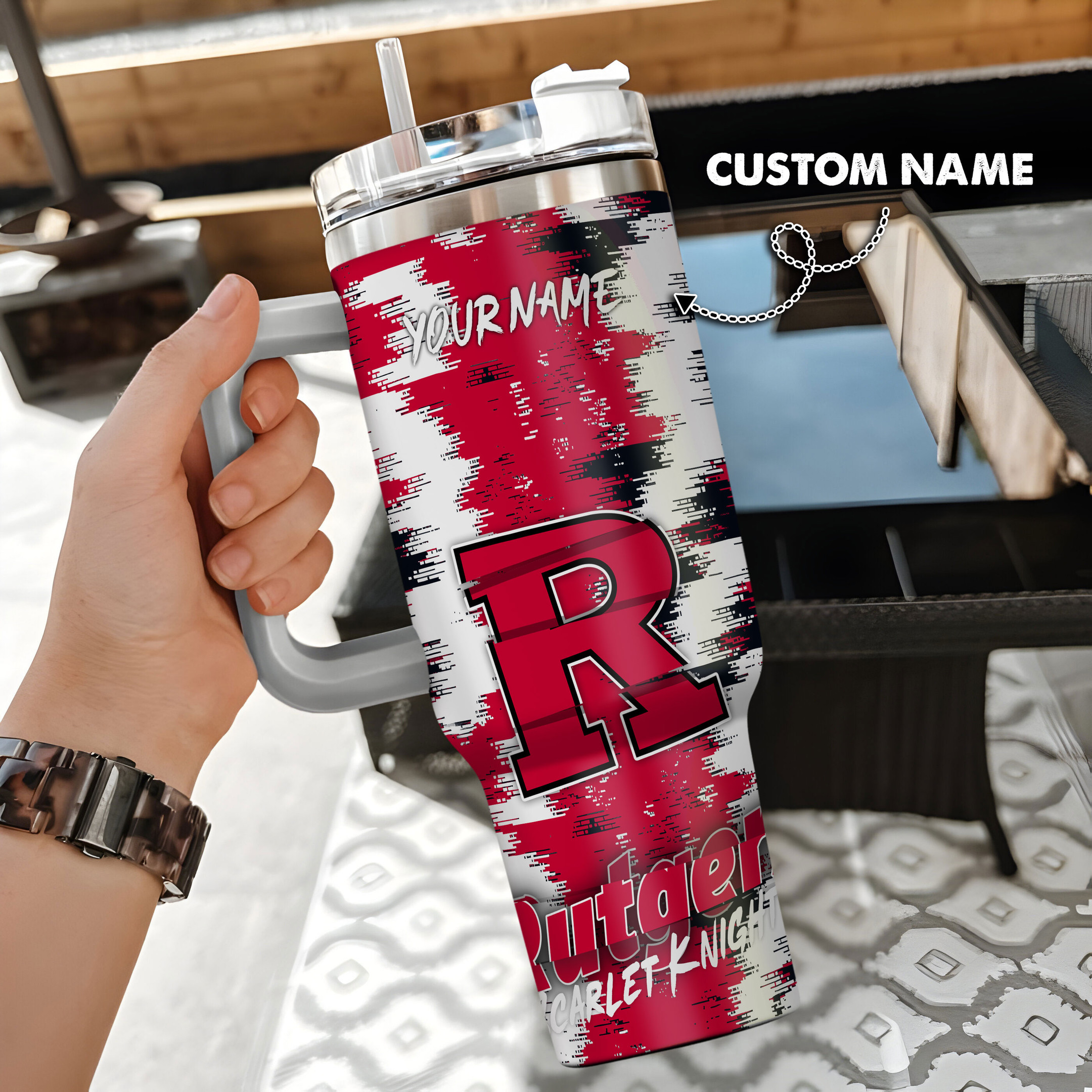 Rutgers Scarlet Knights NCAA Custom Stanley Cup 40 oz 30 oz Tumbler With HandleTVC230110