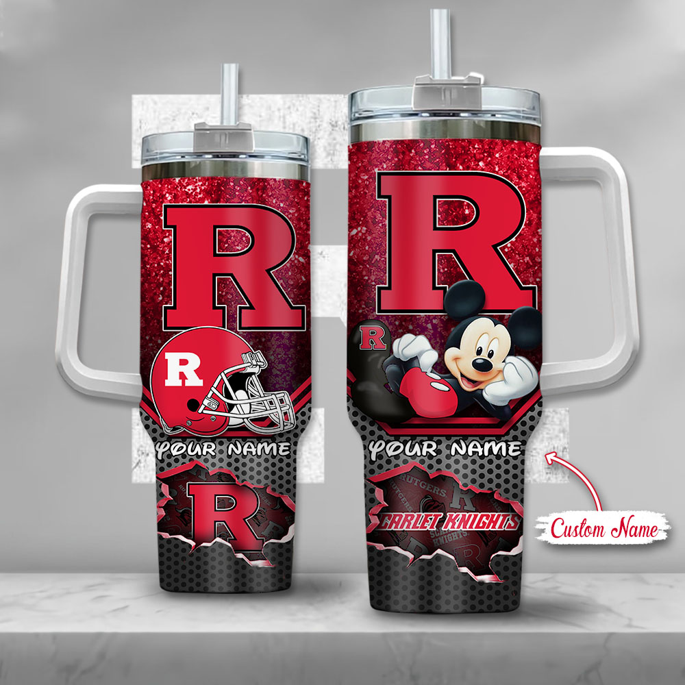 Rutgers Scarlet Knights NCAA Mickey Mouse Custom Stanley Cup 40 oz 30 oz Tumbler With HandleTVC230120