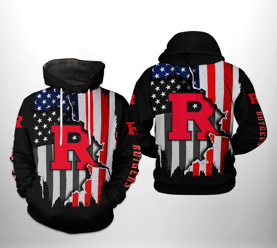 Rutgers Scarlet Knights NCAA US Flag 3D All Over Print Hoodie, Zip Hoodie
