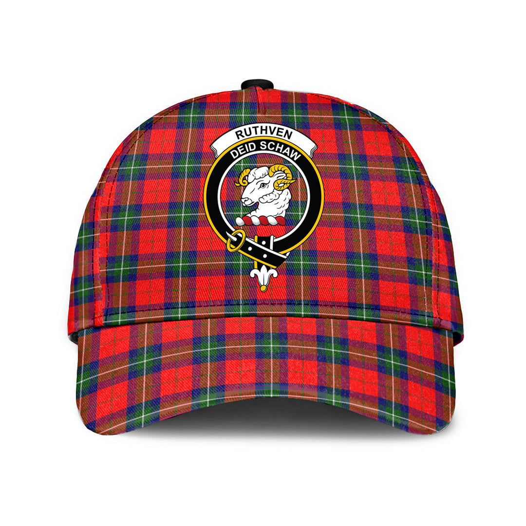 Ruthven Modern Tartan Baseball Cap, Tartan Plaid Cap with Family Crest K23 Trucker Hats Custom Hats Gifts For Men & Women