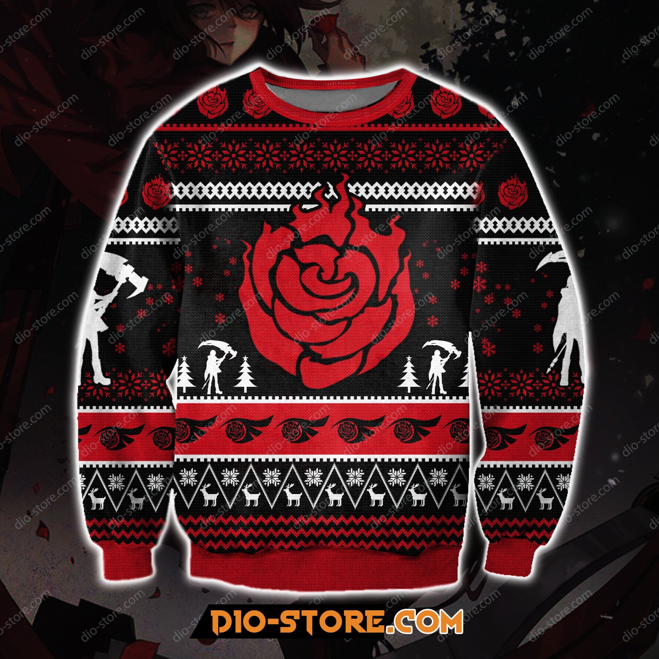 Rwby Ruby Rose Ugly Christmas Sweater Adult 3D Funny Matching for family