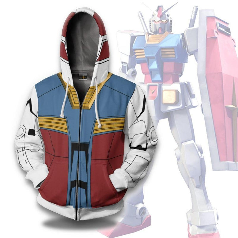 RX-78-2 Gundam Mobile Suit Cosplay Costume 3D All Over Print Hoodie, Zip Hoodie