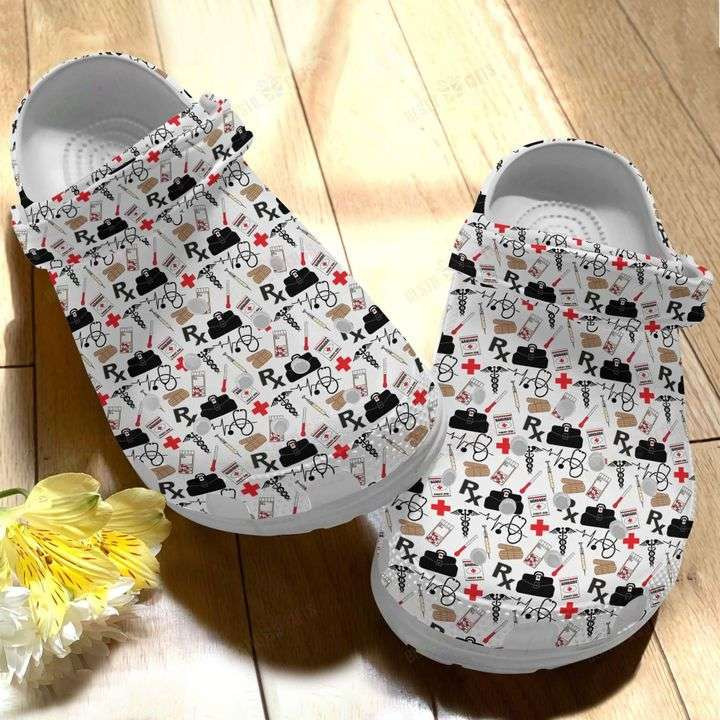 Rx Nurse Pattern Crocband Clog Shoes For Men Women