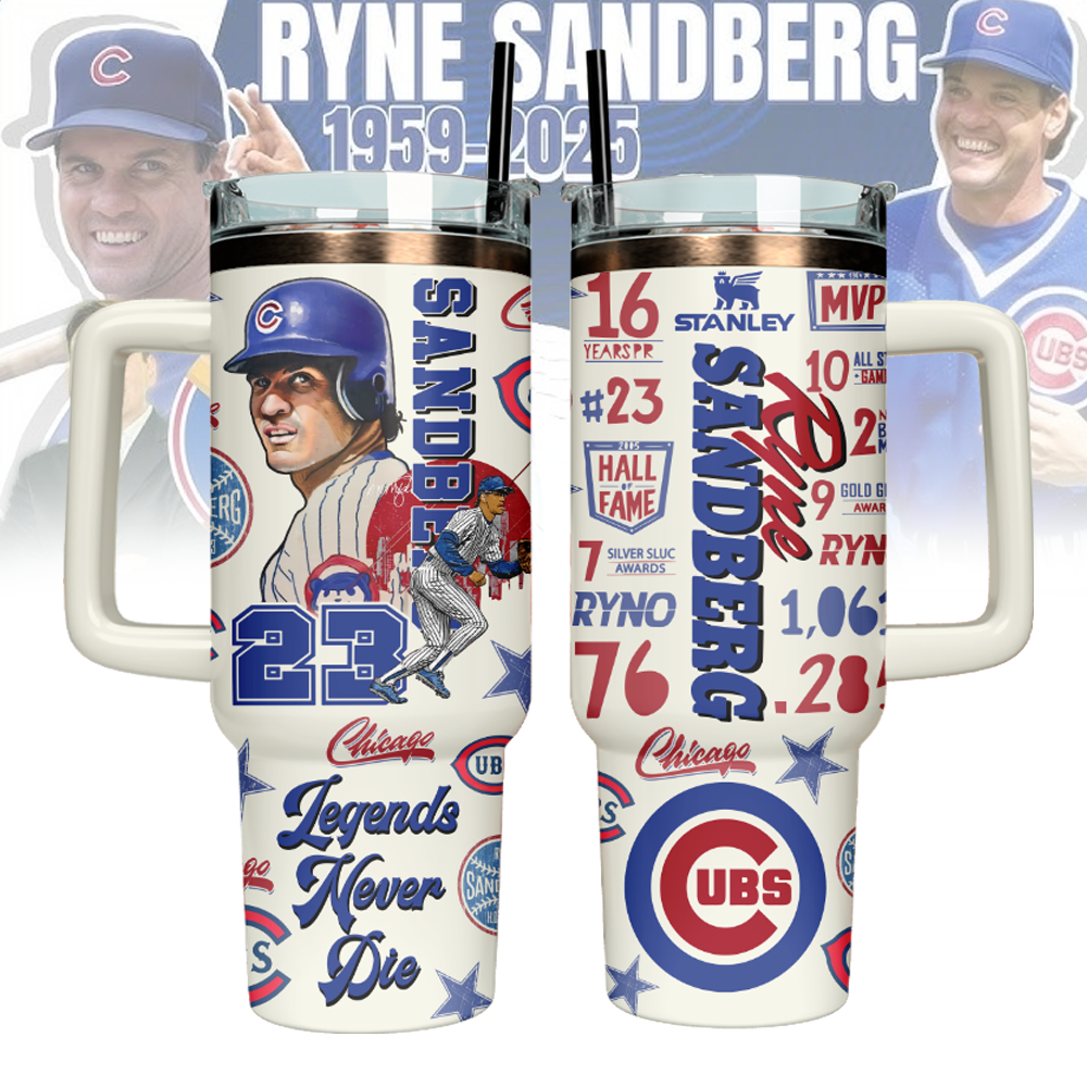 Ryne Sandberg x Chicago Cubs Custom Stanley Cup 40 oz 30 oz Tumbler With HandleTVC2301127