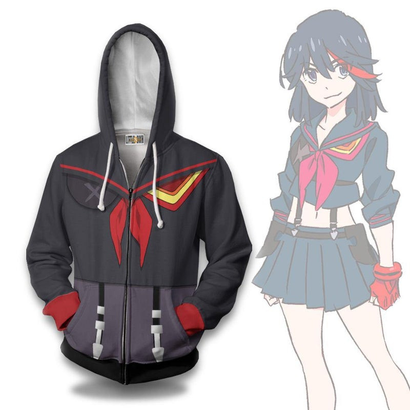 Ryuko Matoi Uniform Cosplay Costume Kill la Kill 3D All Over Print Hoodie, Zip Hoodie