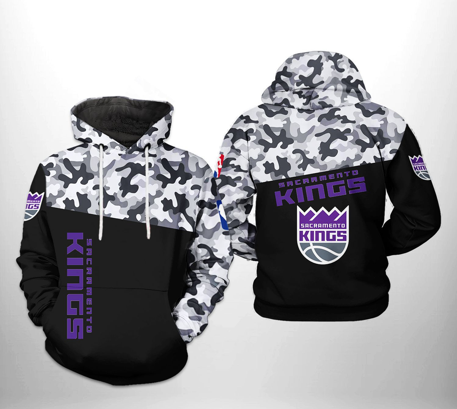 Sacramento Kings NBA Camo Veteran Team 3D All Over Print Hoodie, Zip Hoodie