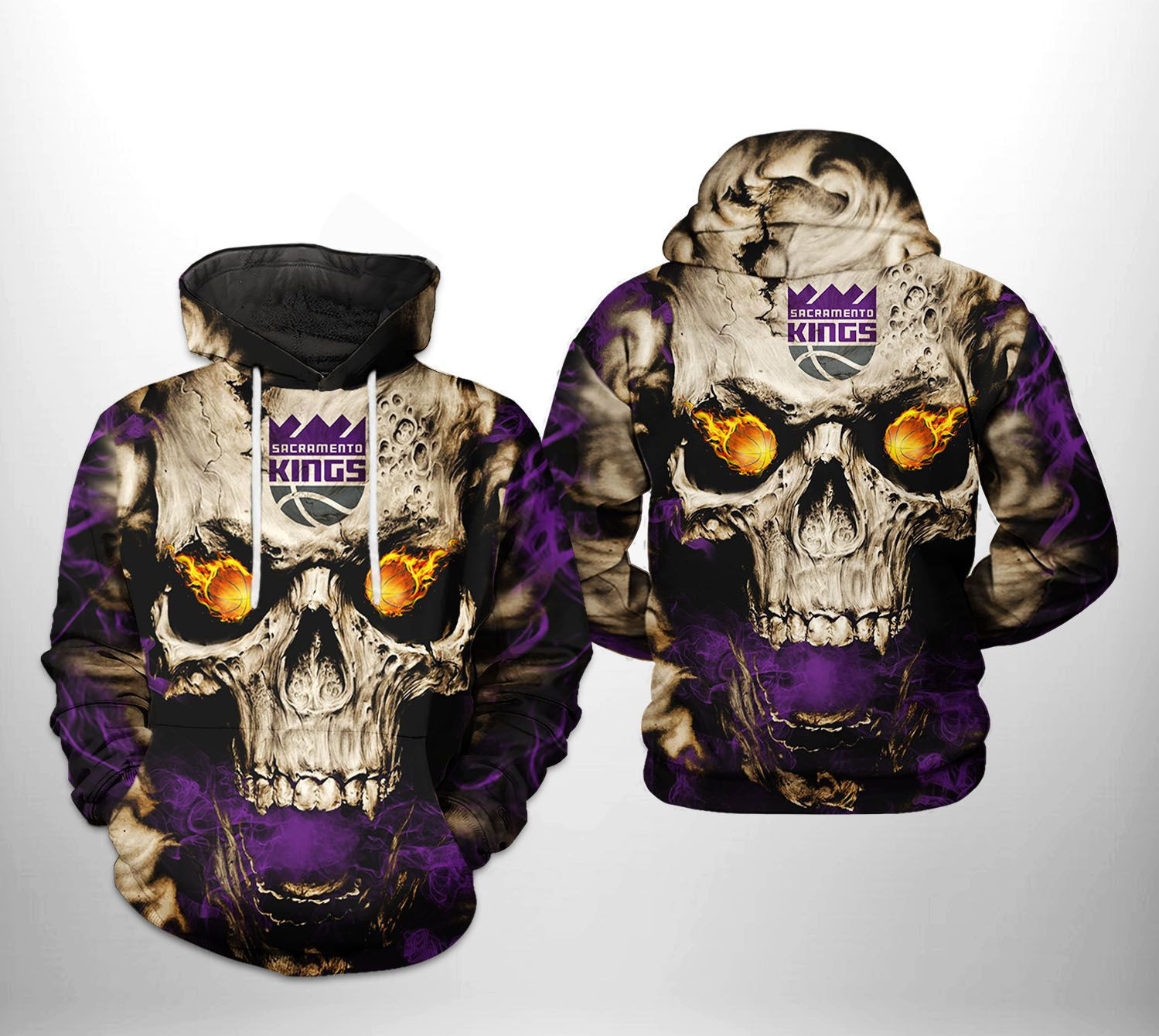 Sacramento Kings NBA Skull 3D All Over Print Hoodie, Zip Hoodie