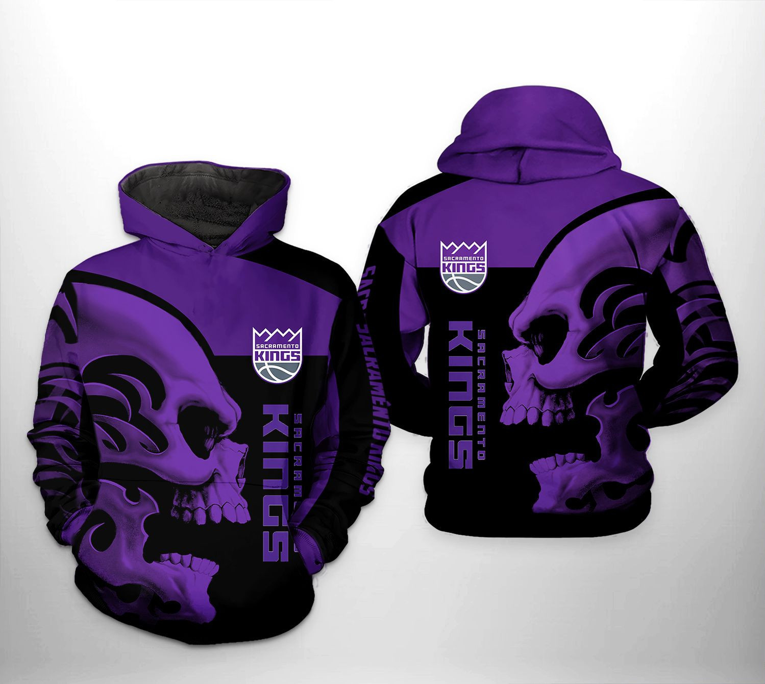 Sacramento Kings NBA Skull Team 3D All Over Print Hoodie, Zip Hoodie