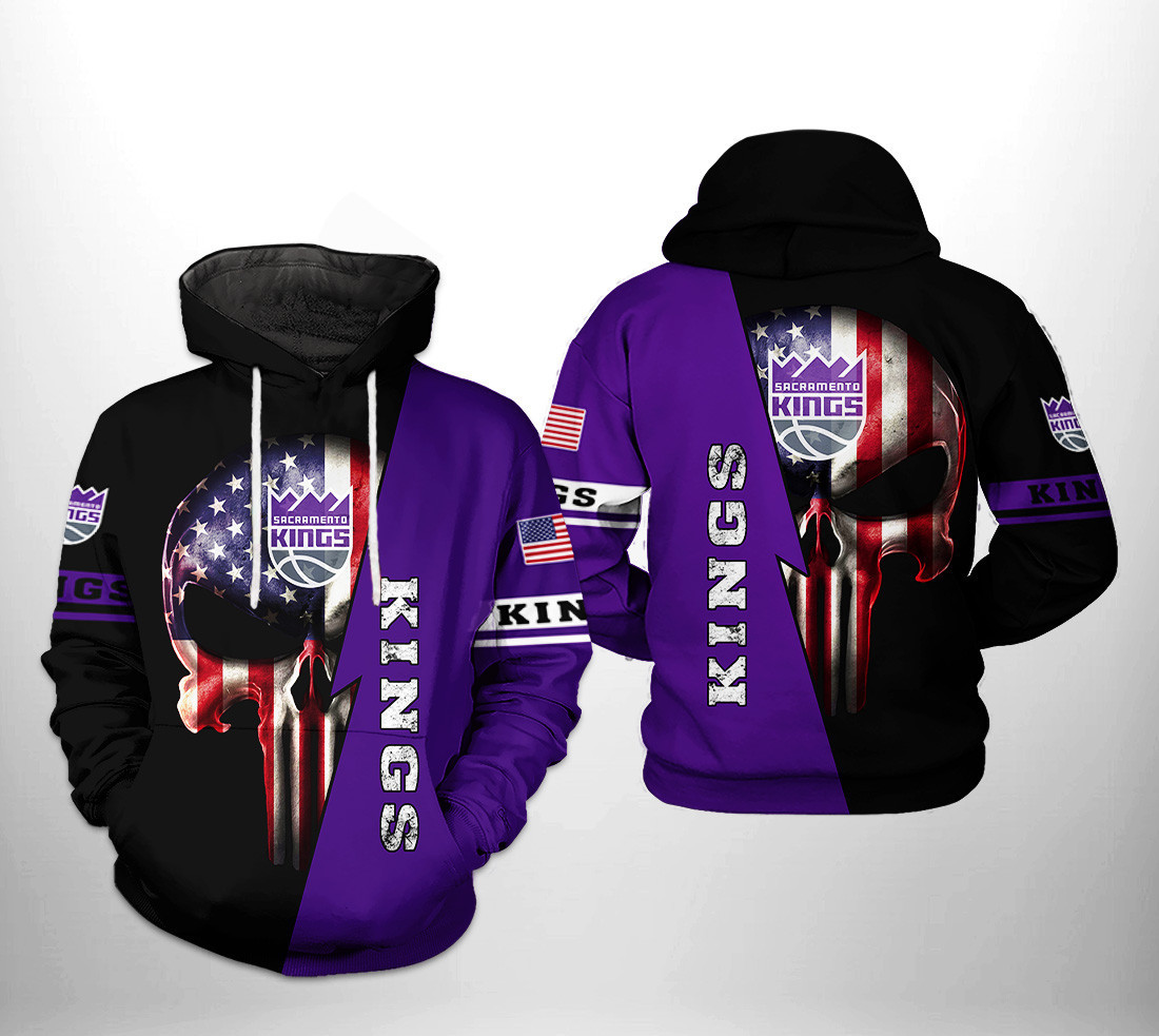Sacramento Kings NBA US Flag Skull Team 3D All Over Print Hoodie, Zip Hoodie