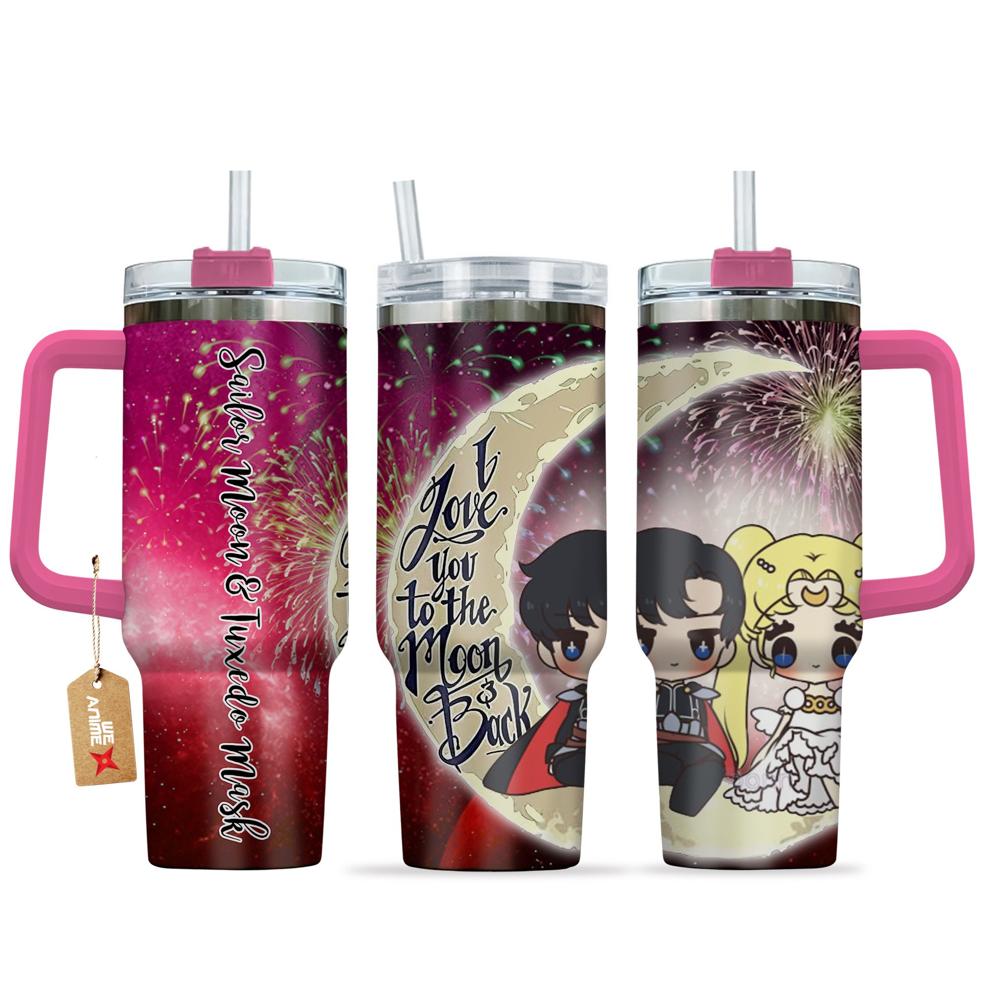 Sailor Moon & Tuxedo Mask Sailor Moon Anime Valentine Custom Stanley Cup 40 oz 30 oz Tumbler With HandleTVC2301167