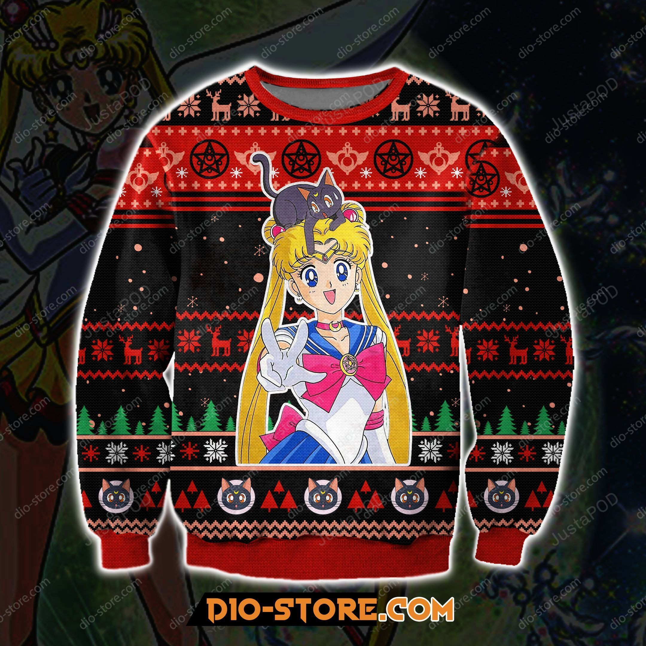 Sailor Moon 3D Print Ugly Christmas Sweater Adult 3D Funny Matching for family