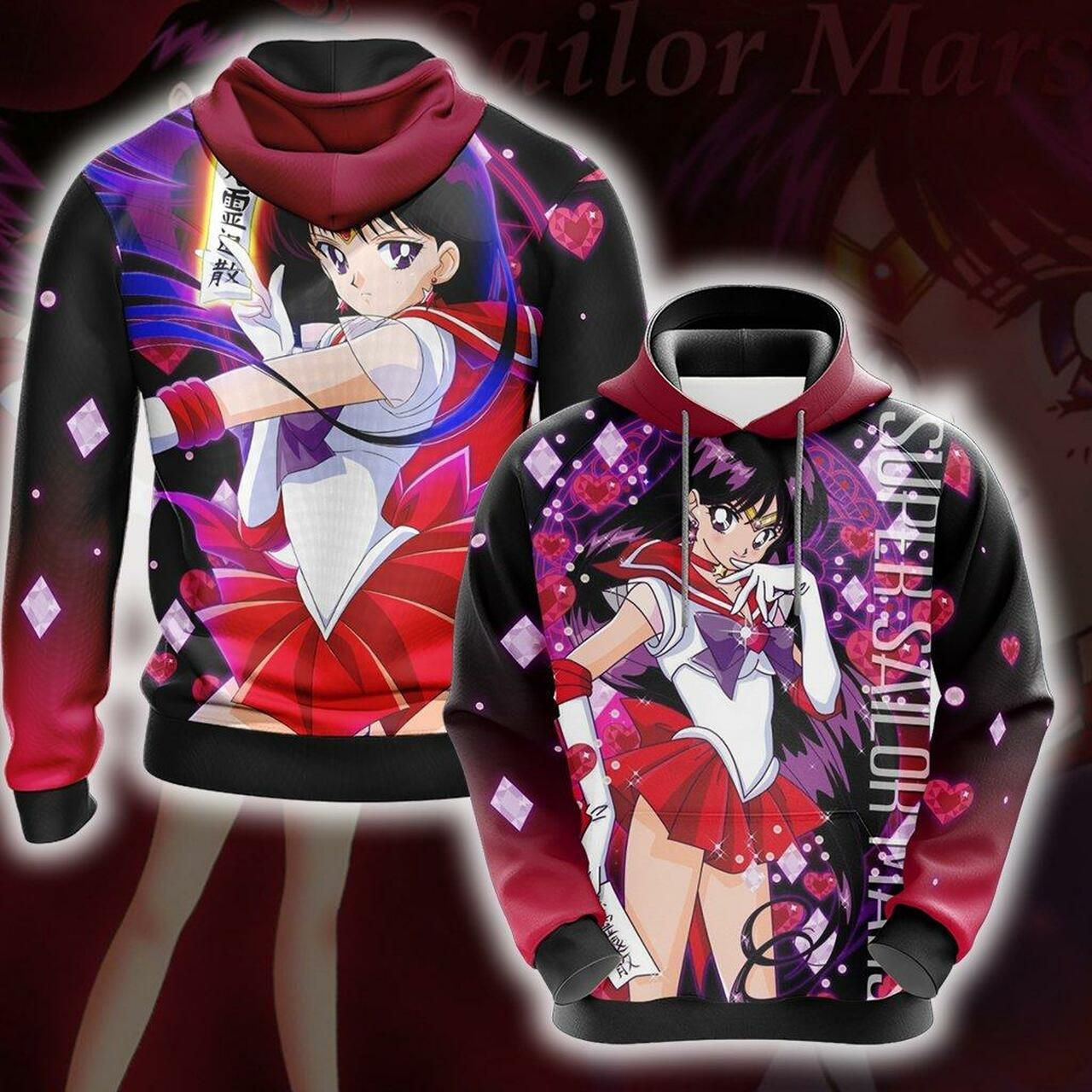 Sailor Moon - Sailor Mars 3D All Over Print Hoodie, Zip Hoodie