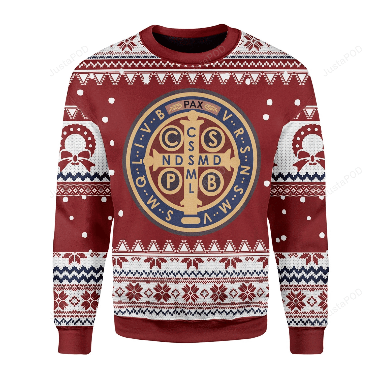 Saint Benedict Medal Ugly Christmas Sweater Adult 3D Funny Matching for family