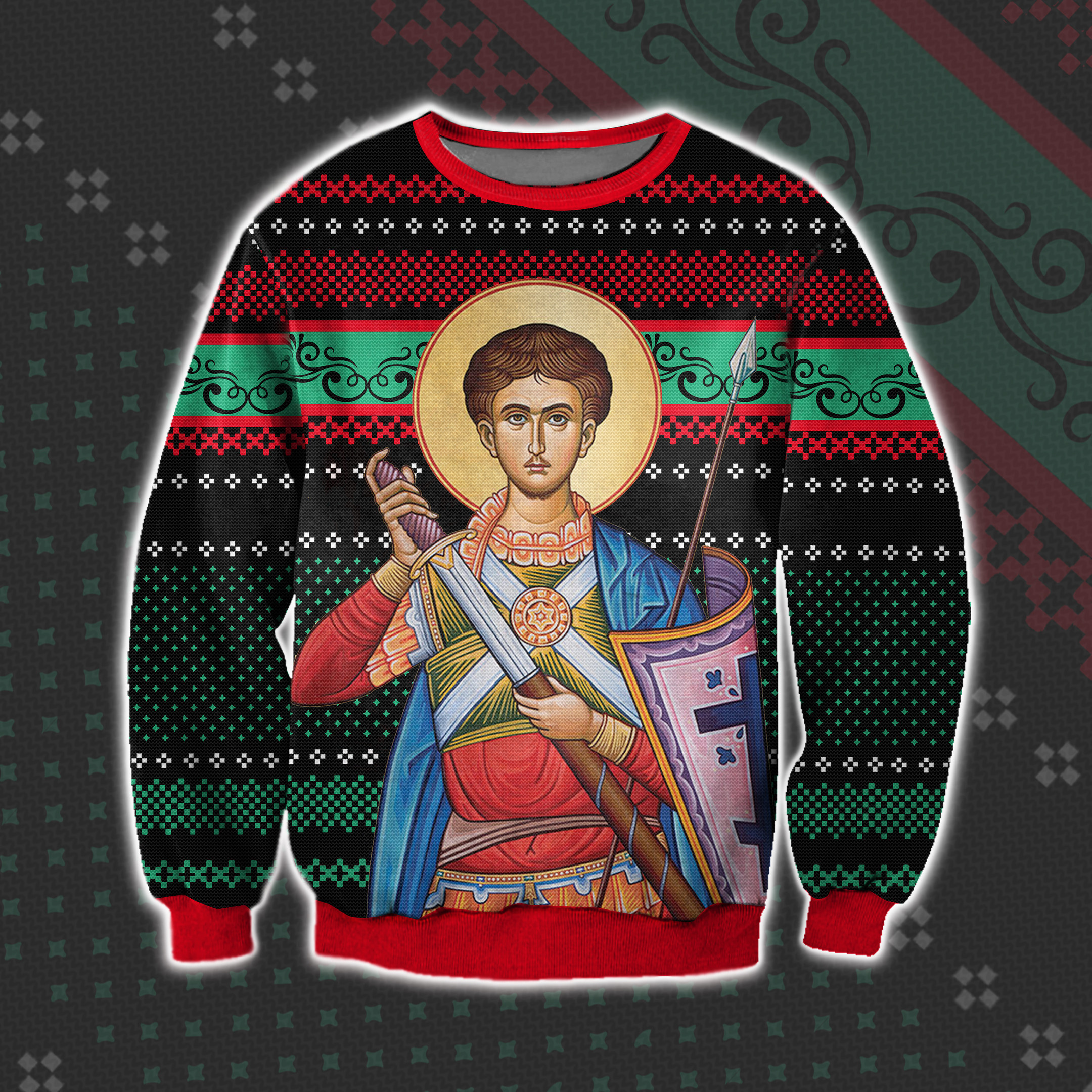 Saint Demetrius Ugly Christmas Sweater Adult 3D Funny Matching for family