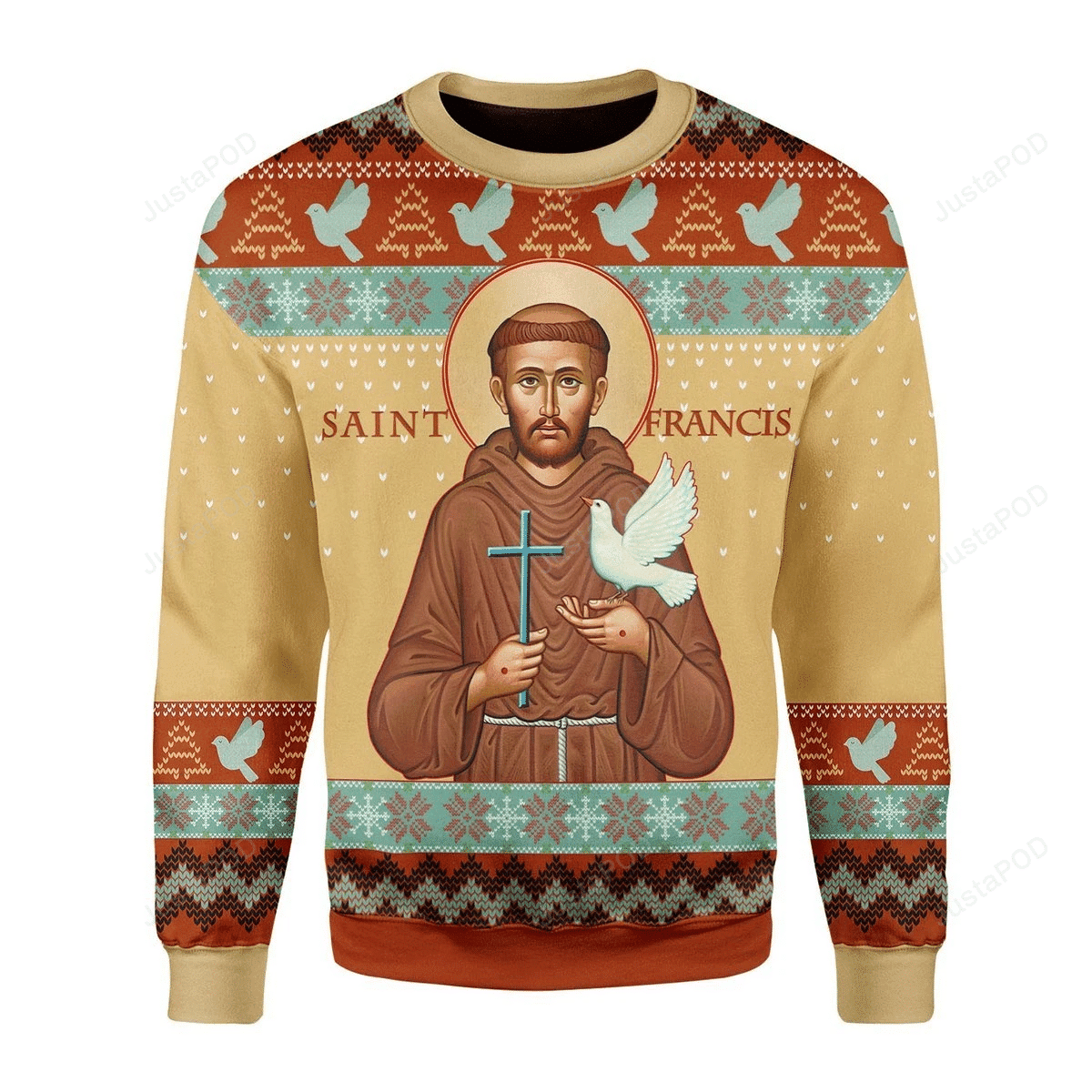 Saint Francis God Of Animal And Environment Ugly Christmas Sweater Adult 3D Funny Matching for family