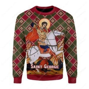 Saint George Ugly Christmas Sweater Adult 3D Funny Matching for family