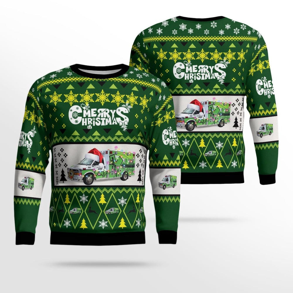 Saint Johnsville New York St Johnsville Ambulance SAVAC Christmas Ugly Sweater Unisex Christmas Gift