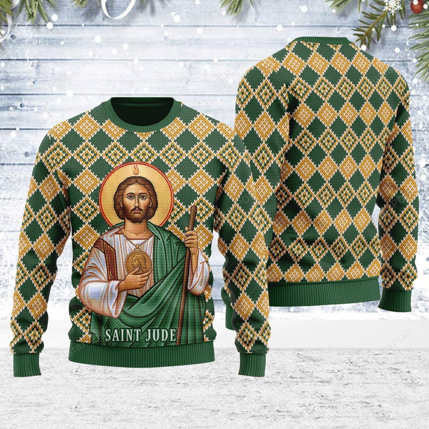 Saint Jude Ugly Christmas Sweater Adult 3D Funny Matching for family