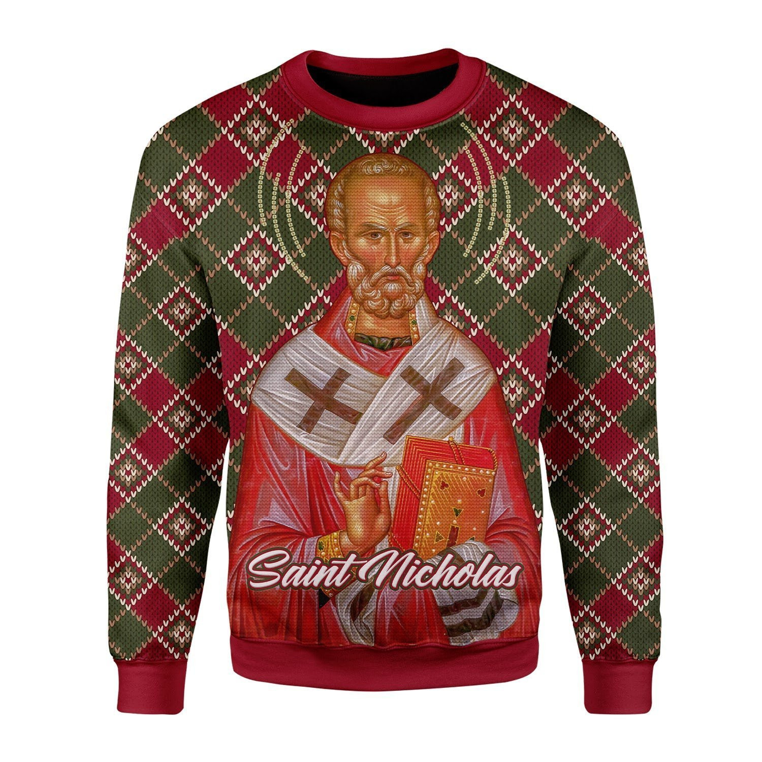 Saint Nicholas Ugly Christmas Sweater Adult 3D Funny Matching for family