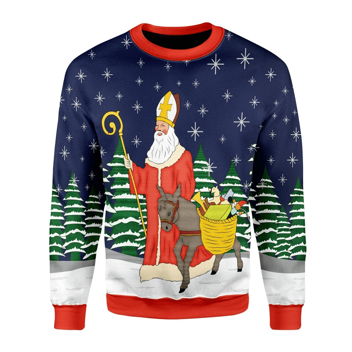 Saint Nicholas Ugly Christmas Sweater Adult 3D Funny Matching for family